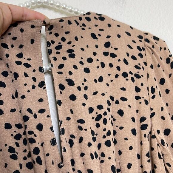 Abercrombie & Fitch XS PETITE Romper Tan Leopard Animal Print Bell Half Sleeve - Picture 12 of 15